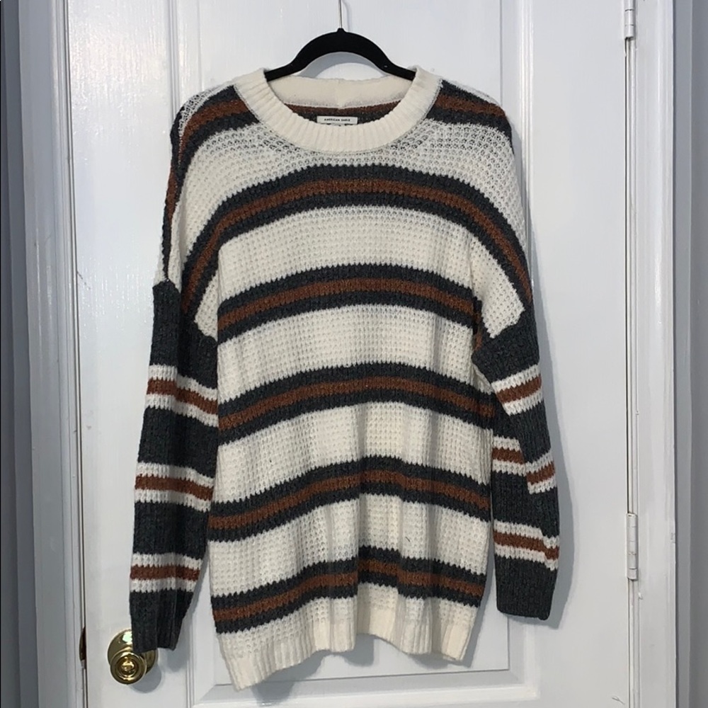 oversized stripped crewneck sweater